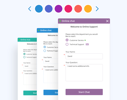 Choose the messenger color to fit your website design Chat messenger color themes