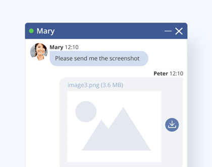 Your customers can send screenshots right from their clipboard Screenshot preview