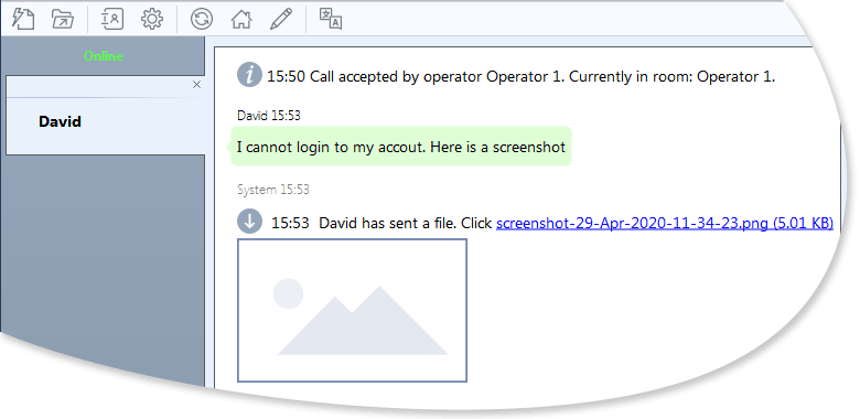 Chat agent app screenshot with transferred image preview