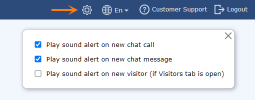 Enable notifications you need via web chat agent app settings Sound notification options in web operator console